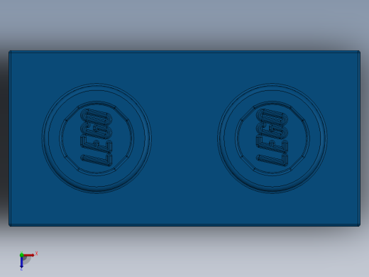 乐高机械组积木（横梁）-370023 Bright Blue Technic Brick 1 x 2 with Hole俯视缩略图