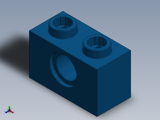 乐高机械组积木（横梁）-370023 Bright Blue Technic Brick 1 x 2 with Hole正等轴测缩略图