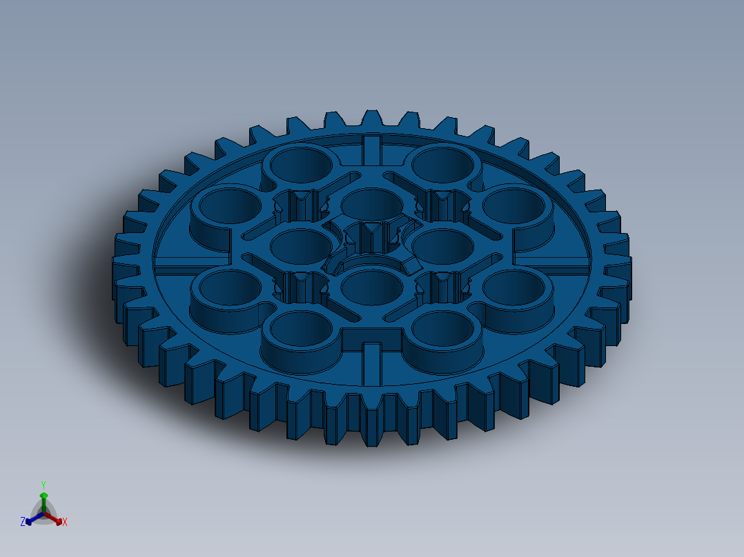 3649 Bright Blue Technic Gear 40 Tooth.SLDPRT主视图