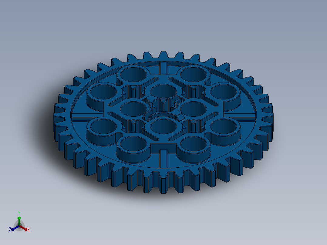3649 Bright Blue Technic Gear 40 Tooth.SLDPRT正等轴测图