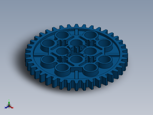 3649 Bright Blue Technic Gear 40 Tooth.SLDPRT正等轴测缩略图