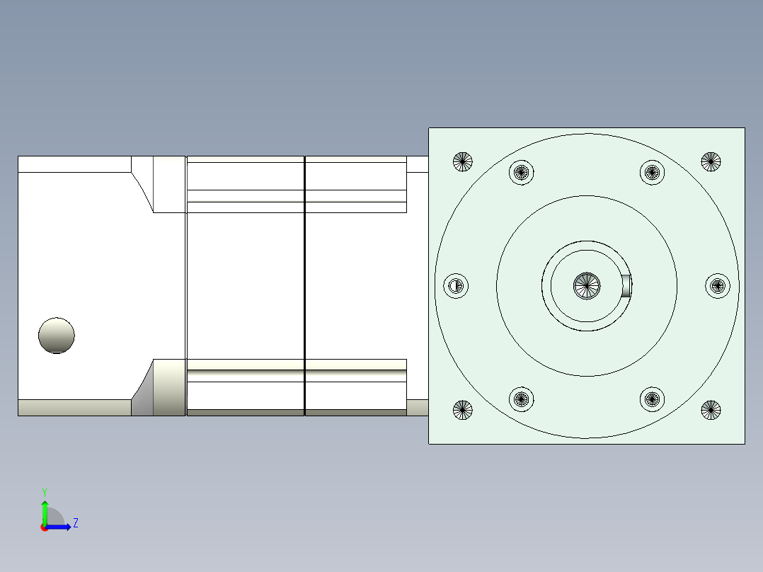 换向器PW140双轴 PGH115-L2 24-95-115-M6.stp左视图