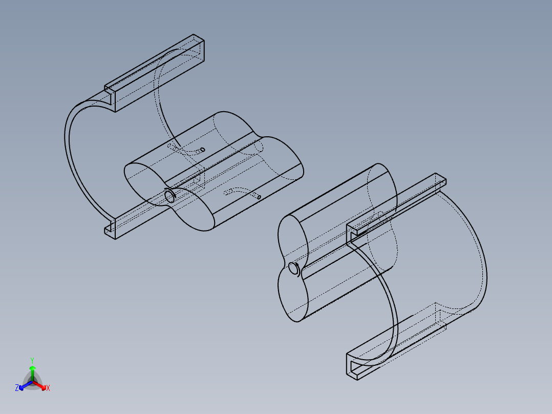 真空泵转子正等轴测图