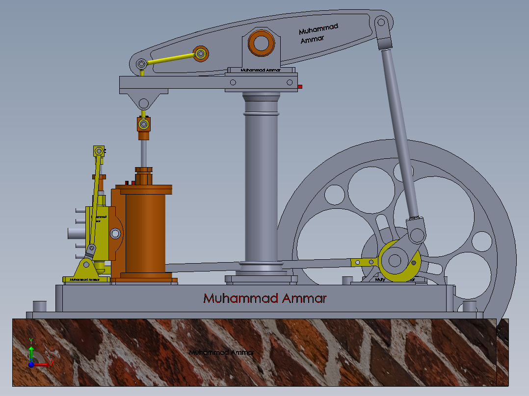 蒸汽机1-cylinder-balanced-beam-steam-engine-模型格式为 sw前视图