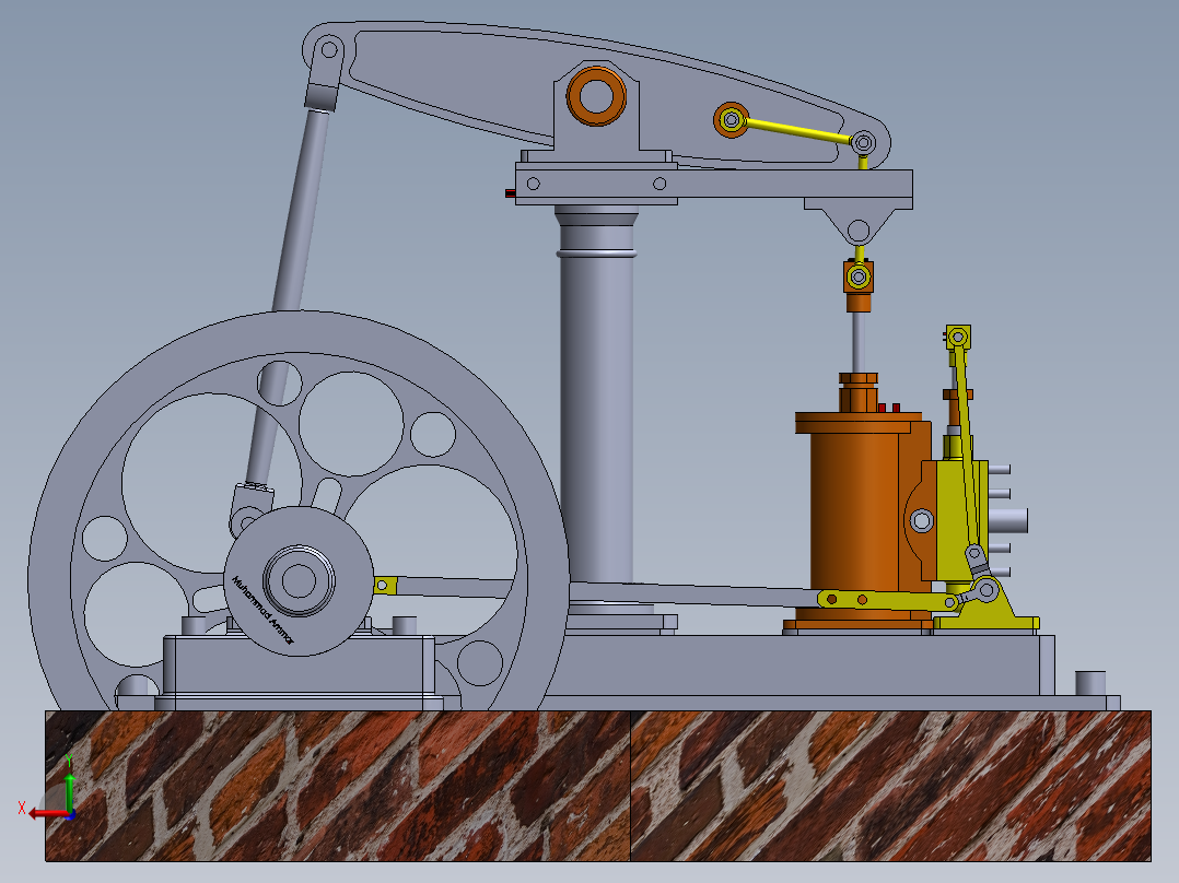 蒸汽机1-cylinder-balanced-beam-steam-engine-模型格式为 sw后视图