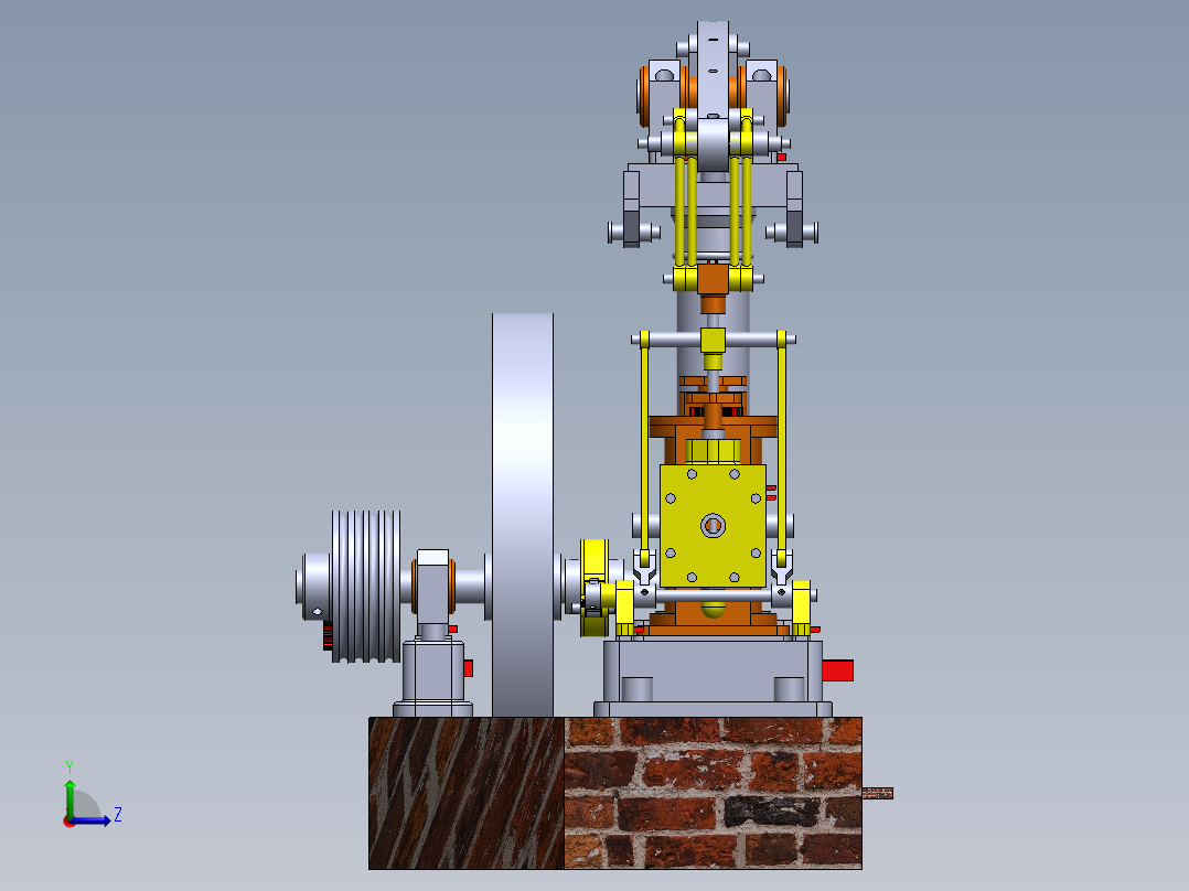 蒸汽机1-cylinder-balanced-beam-steam-engine-模型格式为 sw左视图