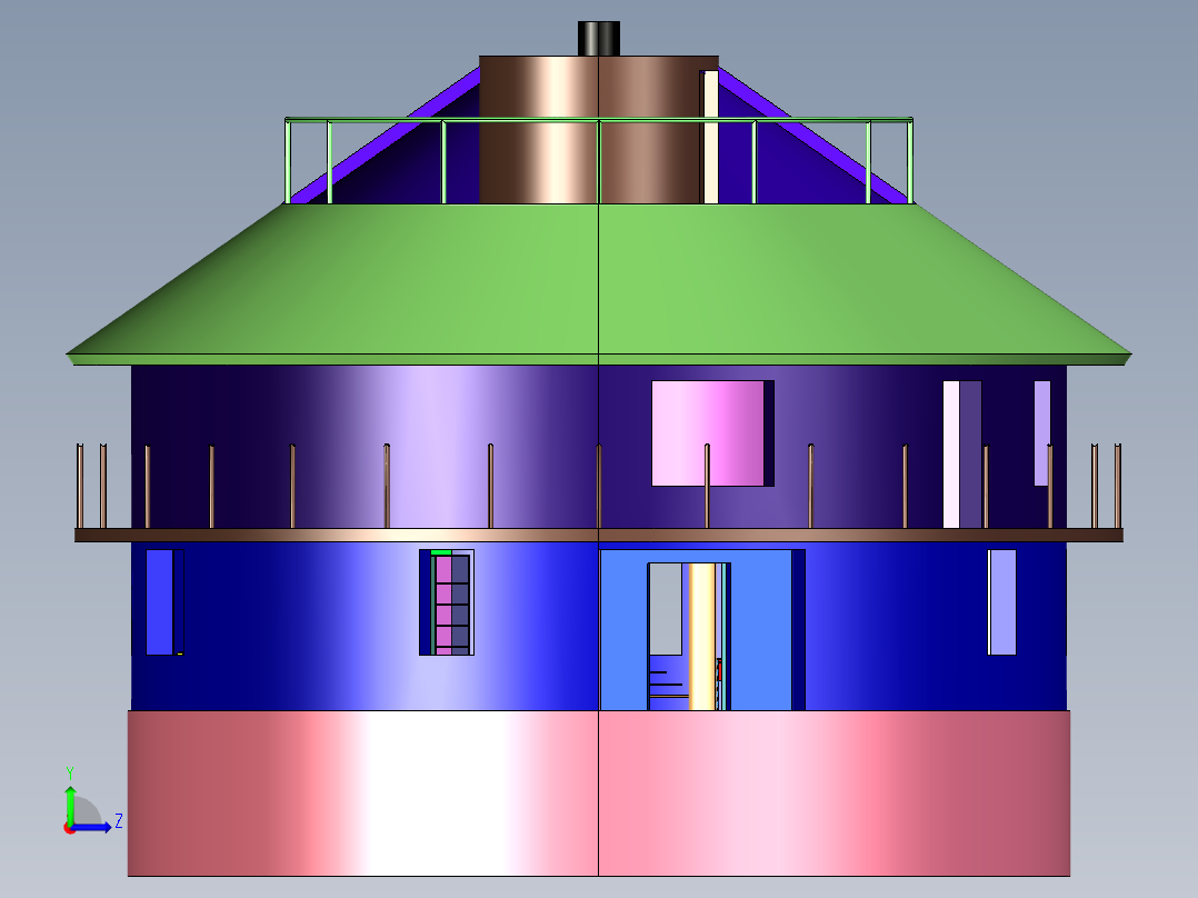 圆形多层自建房别墅设计图左视图