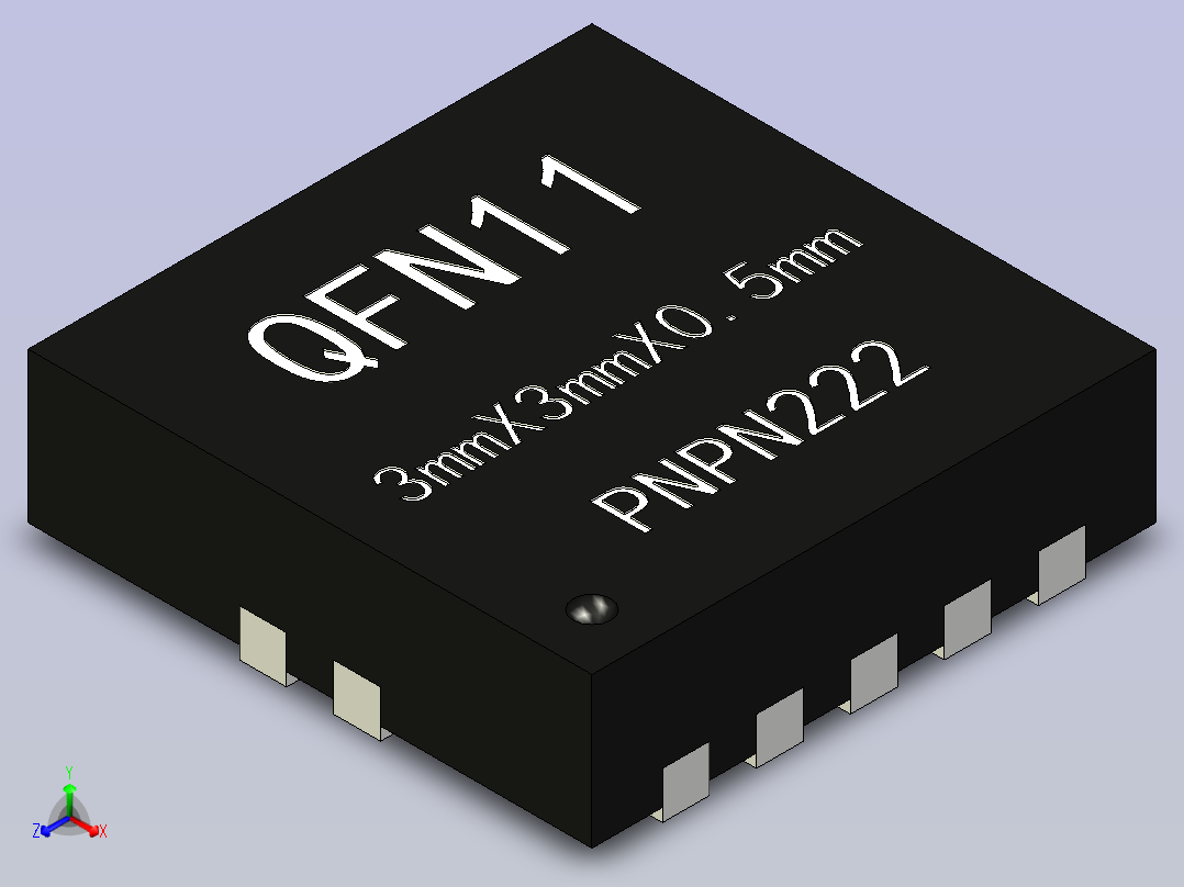 具有0.5mm间距的QFN封装。正等轴测图