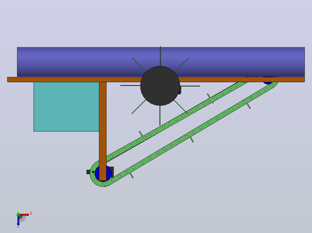 简易湖泊清理船结构3D图纸 Solidworks设计俯视图