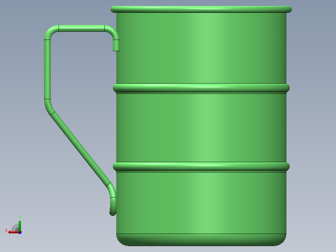 带把手水箱后视图