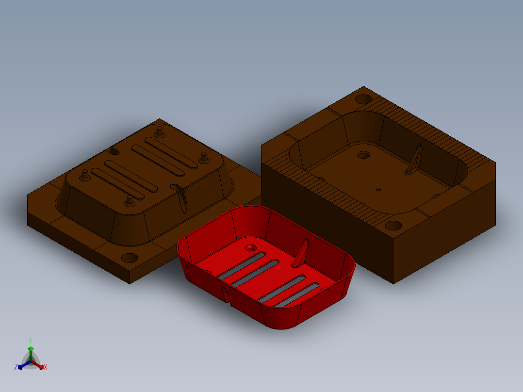 肥皂盒模具（SW2016含特征正等轴测图