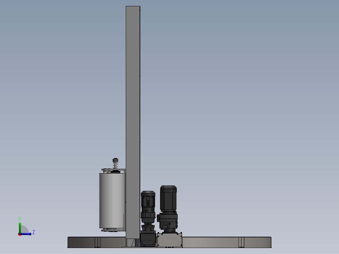 自动在线托盘式缠绕膜机覆膜包装机左视图