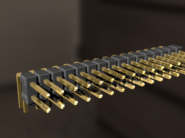 双排通孔角度引脚接头，间距2.54毫米