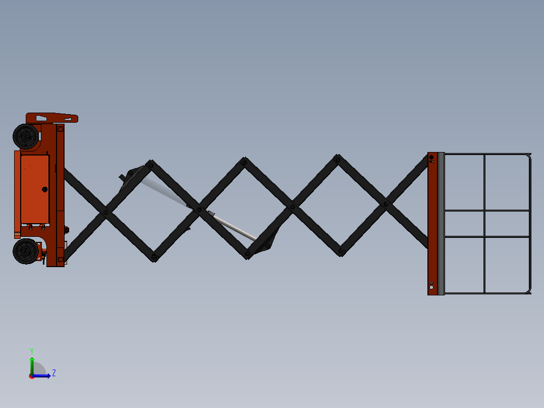 可移动剪叉式升降机设计（含三维SW模型+CAD图纸+说明书）左视图