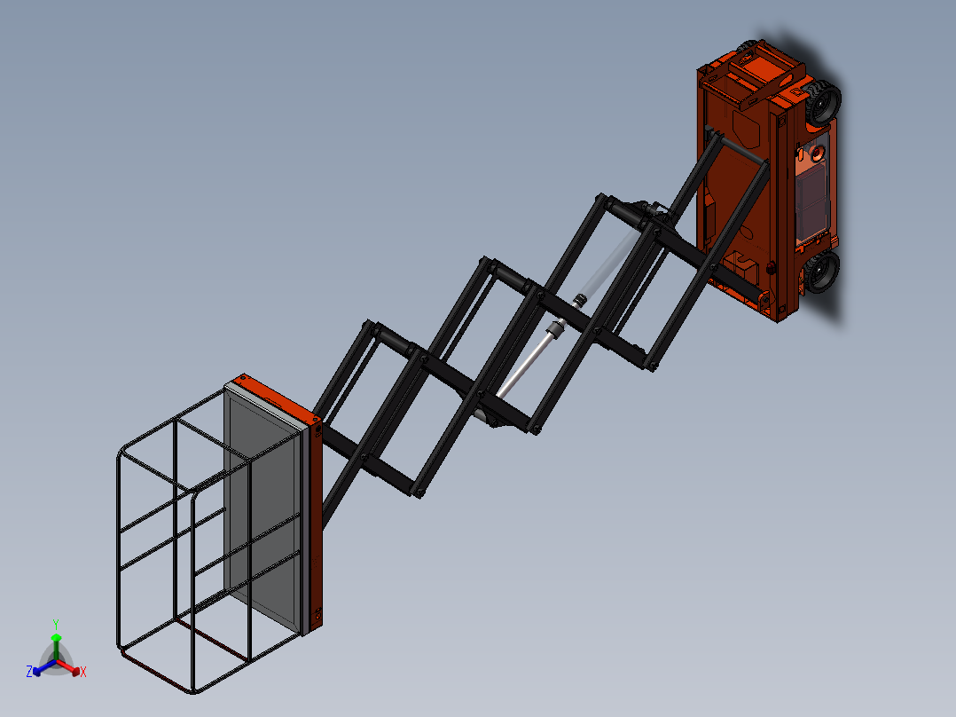 可移动剪叉式升降机设计（含三维SW模型+CAD图纸+说明书）正等轴测图