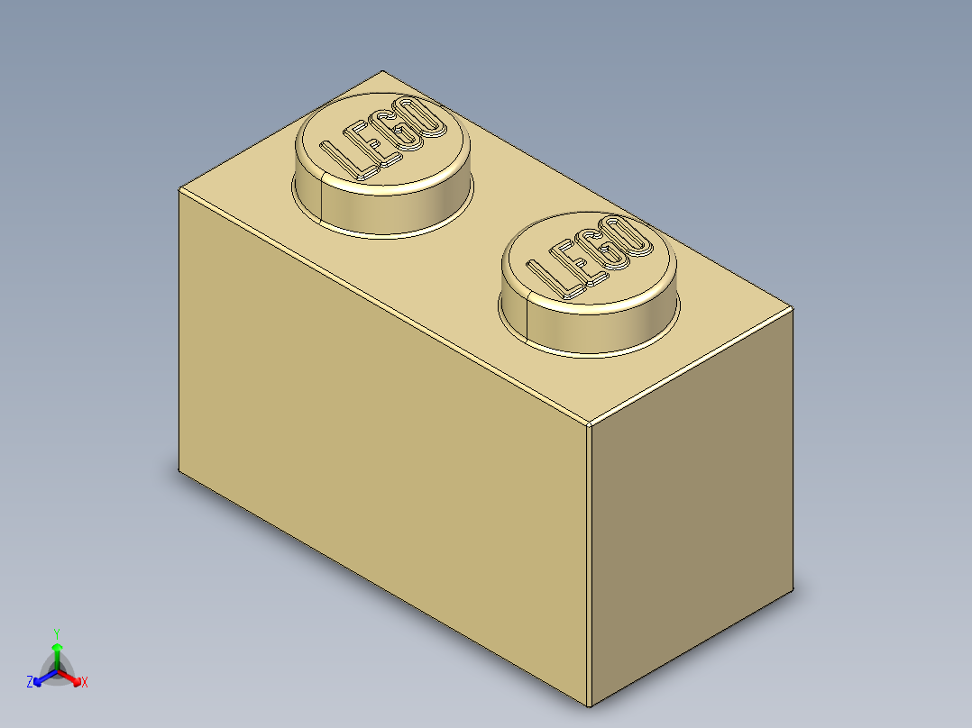 乐高套装 4421基本积木-4109995 - 3004 Brick Yellow -Tan Brick 1 x 2.STEP正等轴测图