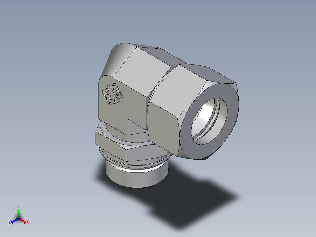 卡套式工业通用硬管接头EO_Adjustable_Locknut_elbow_WEE22LM27X2ORCF主视图