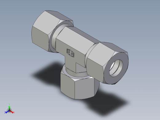 卡套式工业通用硬管接头EO_Union_tee_T12ZLCF正等轴测缩略图