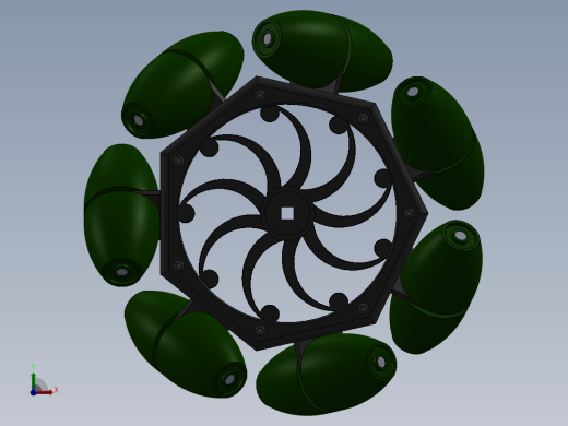 mecanum镂空轮毂麦克纳姆轮3D图纸 Solidworks设计前视缩略图