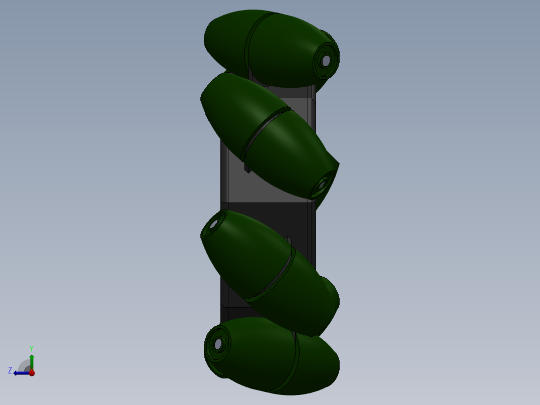 mecanum镂空轮毂麦克纳姆轮3D图纸 Solidworks设计右视图