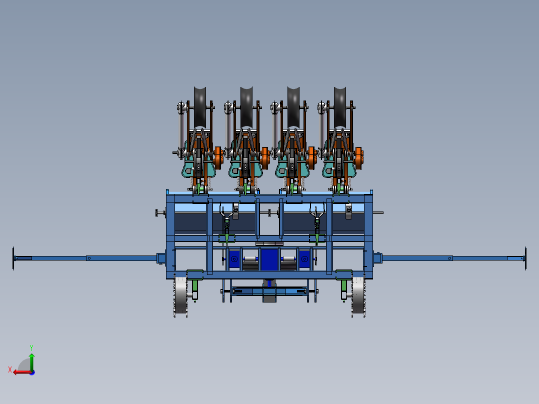 花生播种机后视图