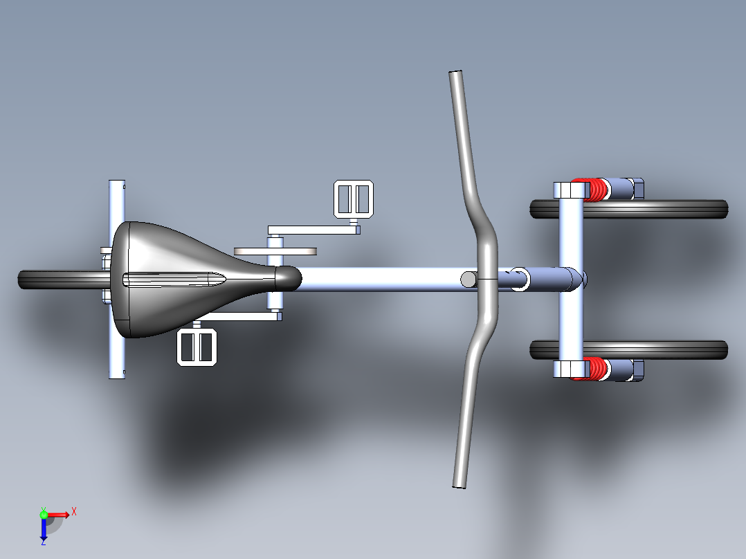 创意脚踏三轮车--sw俯视图