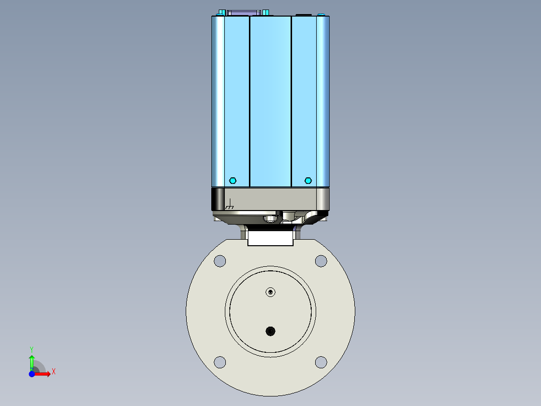VAT蝶阀ISO63三维模型前视图