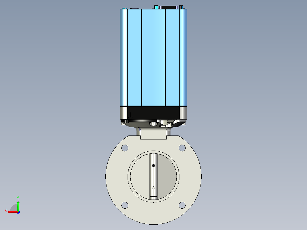 VAT蝶阀ISO63三维模型后视图