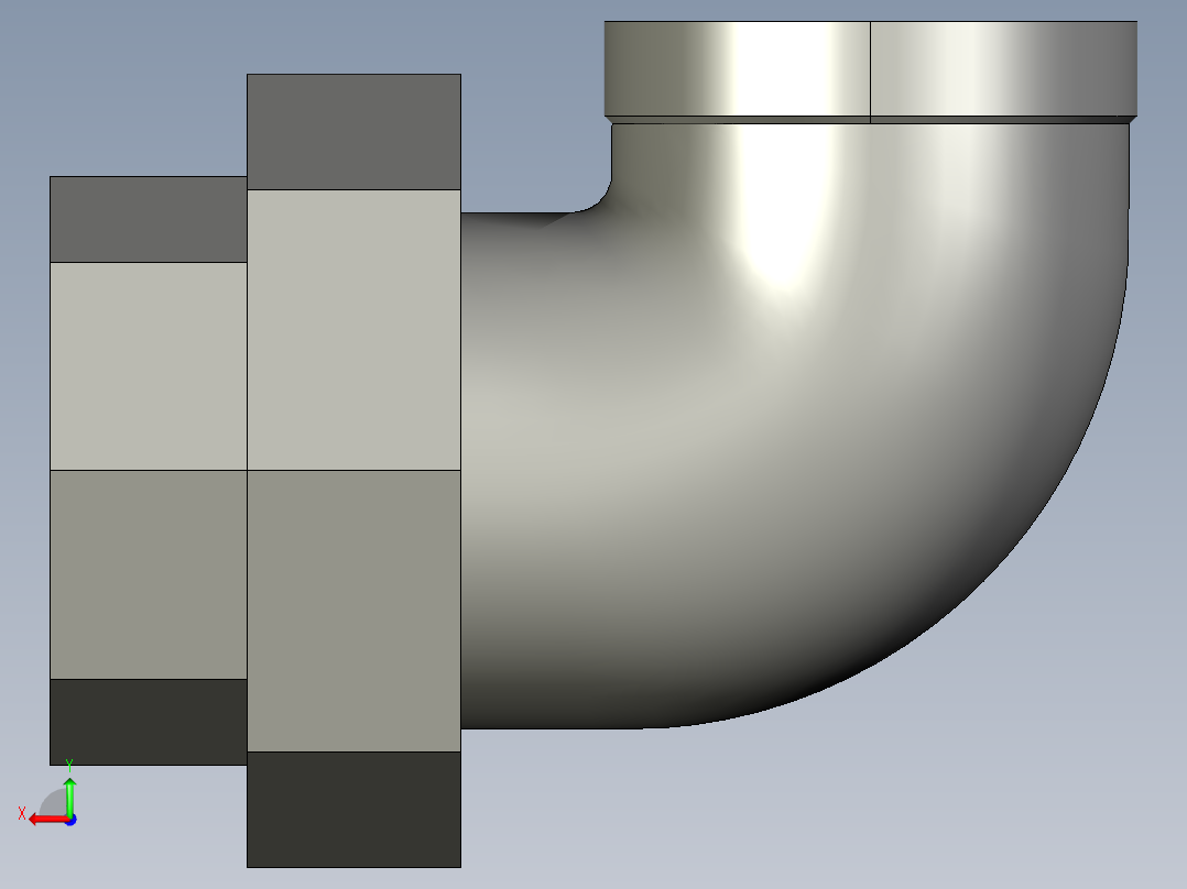 螺纹管活接-90°等径内丝弯头 DN50后视图