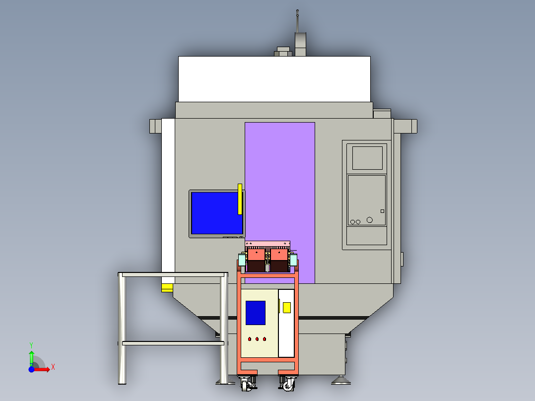 CNC封闭式自动化上下料设备前视图