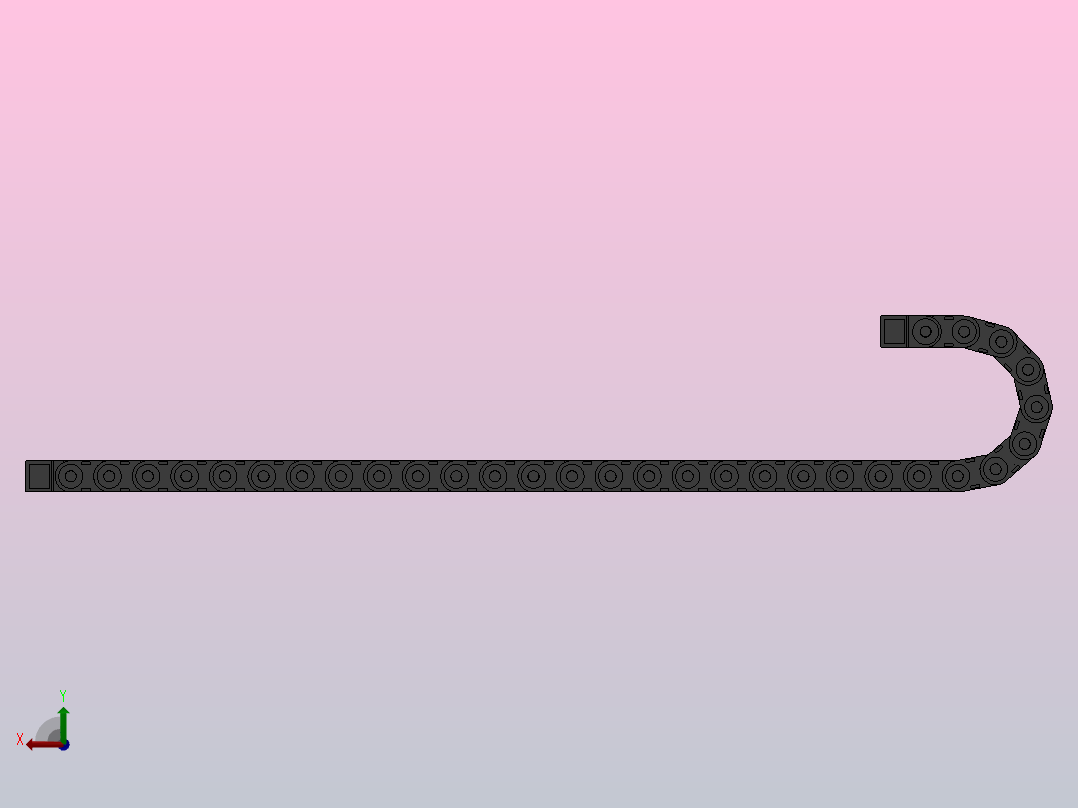 弯曲半径150内高45两侧打开型封闭式拖链[DMD45CD-45-75-150R-30]后视图