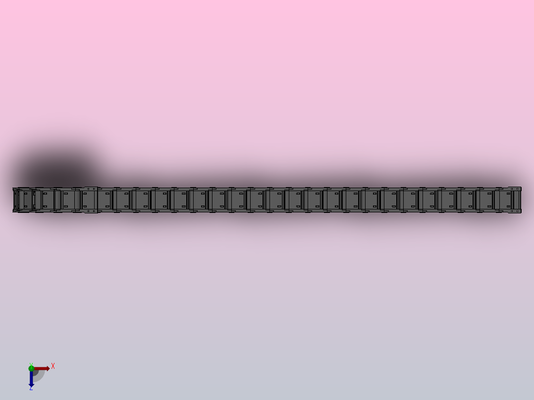 弯曲半径150内高45两侧打开型封闭式拖链[DMD45CD-45-75-150R-30]俯视图