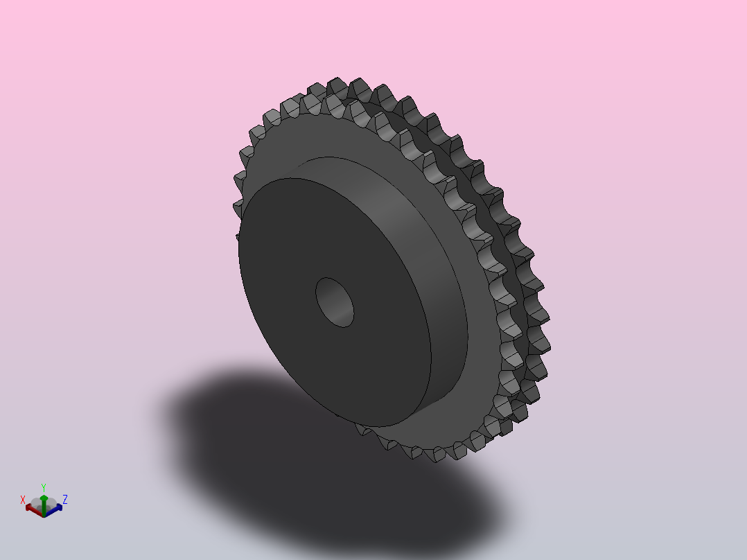 直孔链轮08B型_35-08B-2正等轴测图