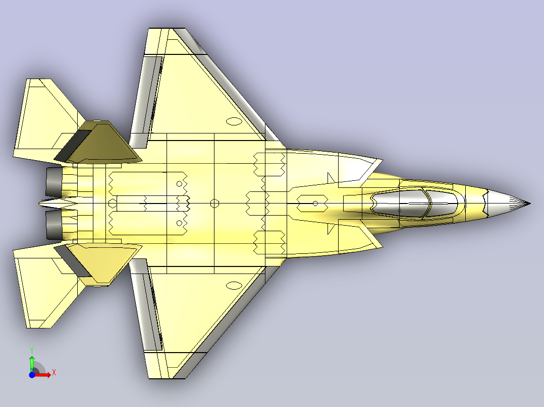 航母舰载机歼玩具模型J-31三维建模图纸前视图