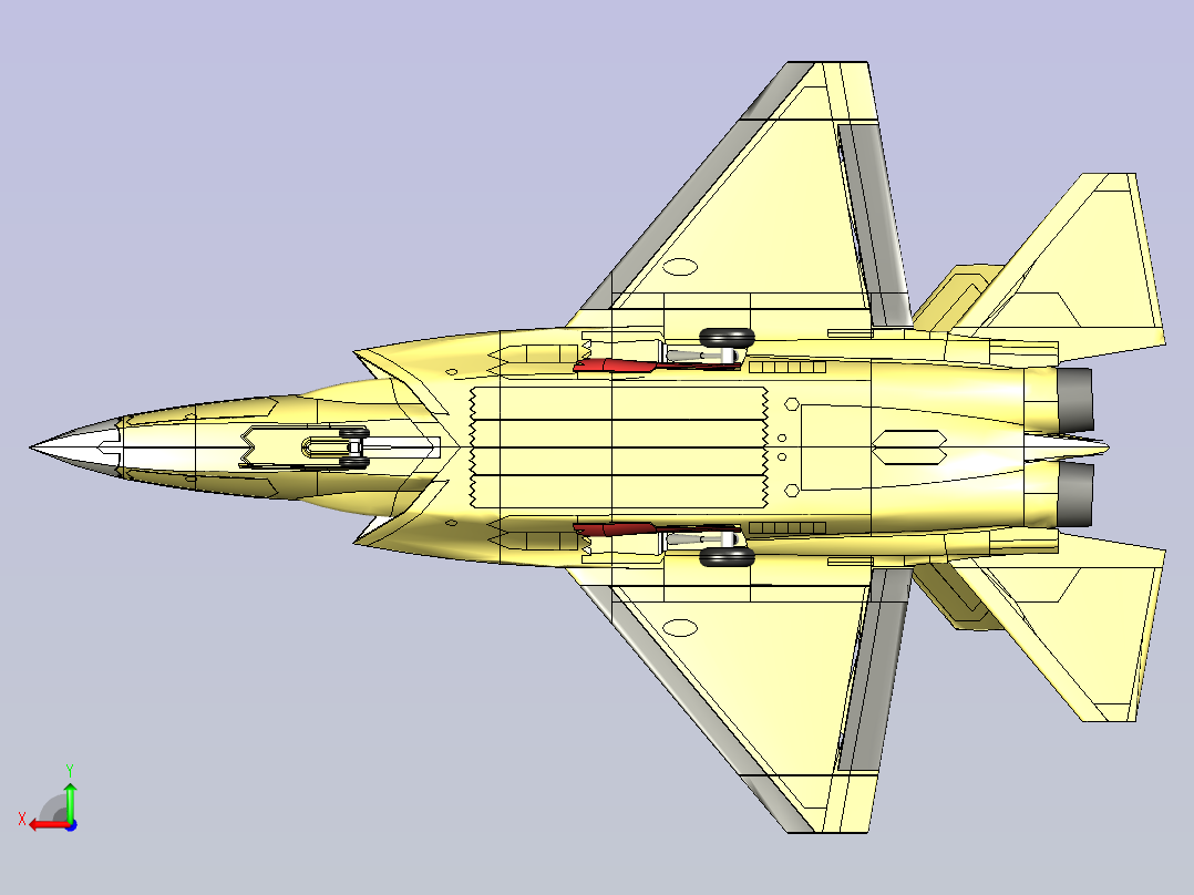 航母舰载机歼玩具模型J-31三维建模图纸后视图