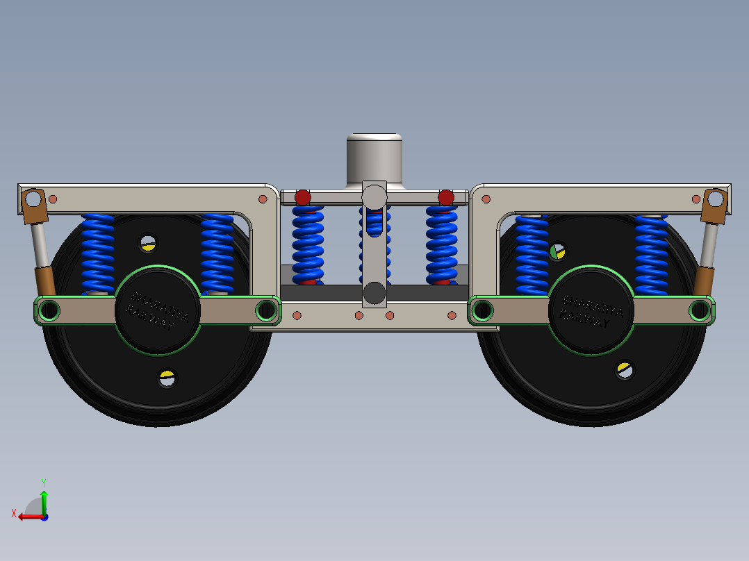 印度铁路机车转向架后视图