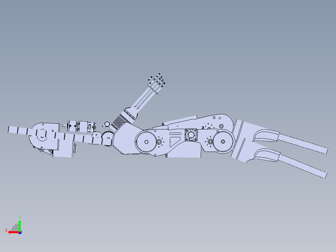 Stinger人形机器人机械腿结构3D图纸 STEP格式后视图
