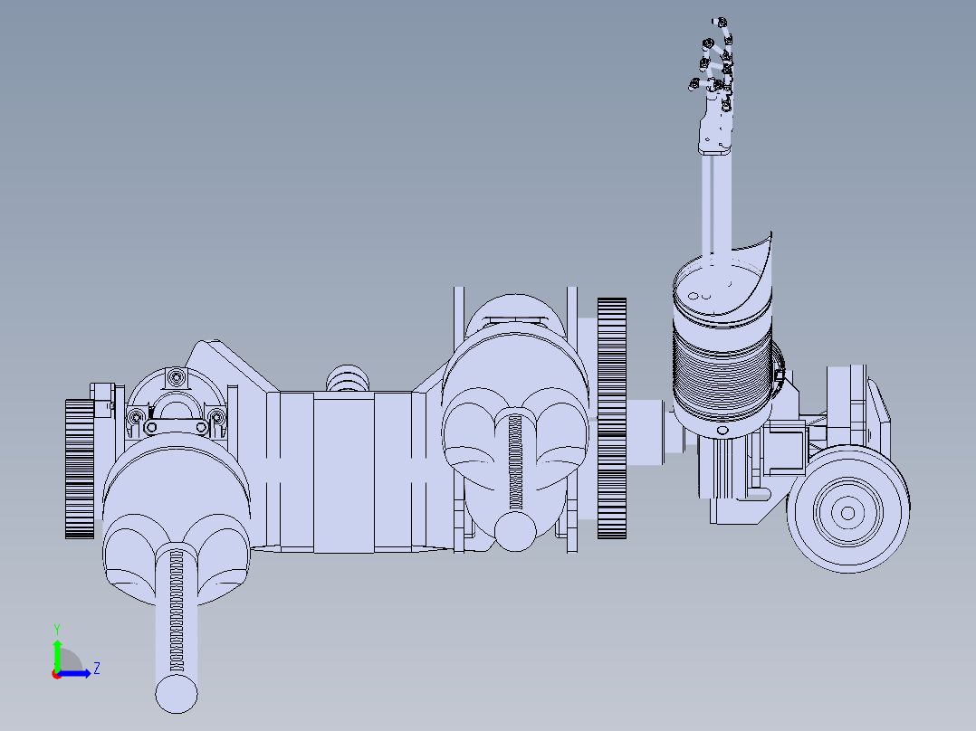 Stinger人形机器人机械腿结构3D图纸 STEP格式左视图