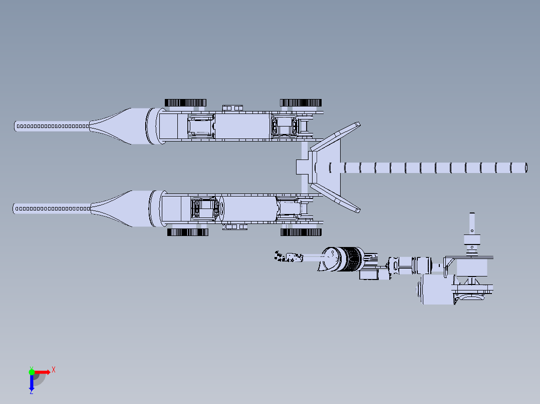 Stinger人形机器人机械腿结构3D图纸 STEP格式俯视图