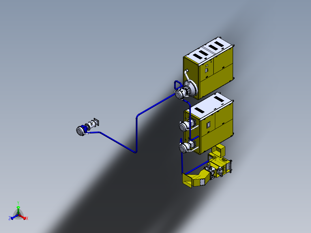H711 注塑机集中供料系统正等轴测图