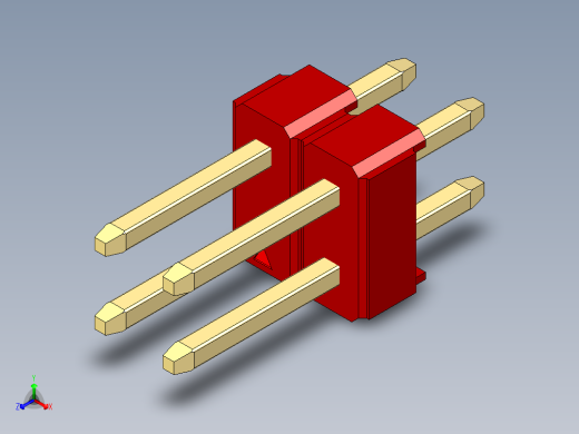 彩色公头100mil（2.54mm）系列-DS1021_red_2x02p_100mil_Type1_rev1.0正等轴测缩略图