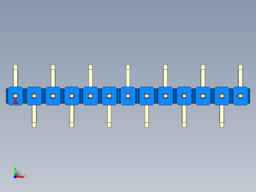 彩色公排针 100mil 2.54mm 系列-DS1022_blue_13p_100mil_Type_SMT_R1_rev1.0前视缩略图