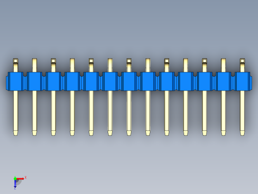 彩色公排针 100mil 2.54mm 系列-DS1022_blue_13p_100mil_Type_SMT_R1_rev1.0俯视缩略图