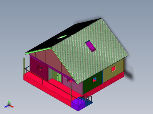乡村振兴木楼木屋正等轴测缩略图