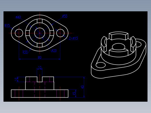 CAD格式机械制图二维100例练习-71 复杂轴测图(一)
