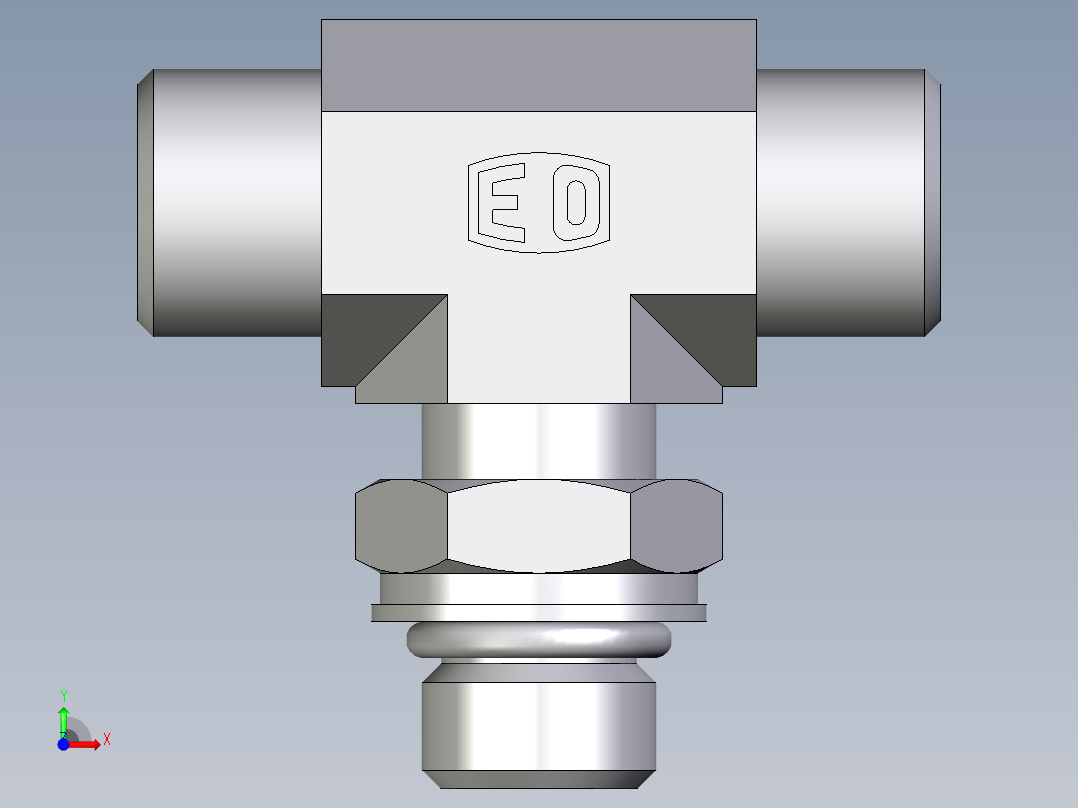 卡套式工业通用硬管接头EO_Adjustable_locknut_branch_tee_TEE10LMOROMDCF前视图