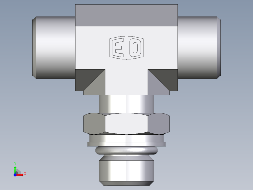 卡套式工业通用硬管接头EO_Adjustable_locknut_branch_tee_TEE10LMOROMDCF前视缩略图