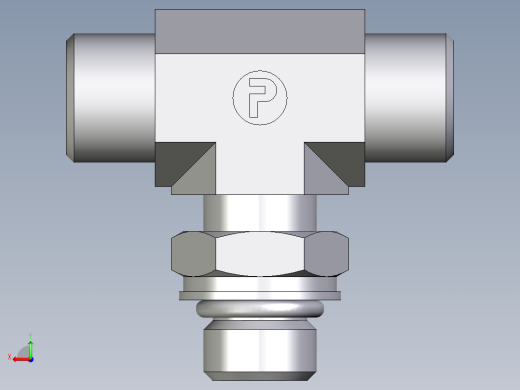 卡套式工业通用硬管接头EO_Adjustable_locknut_branch_tee_TEE10LMOROMDCF后视缩略图