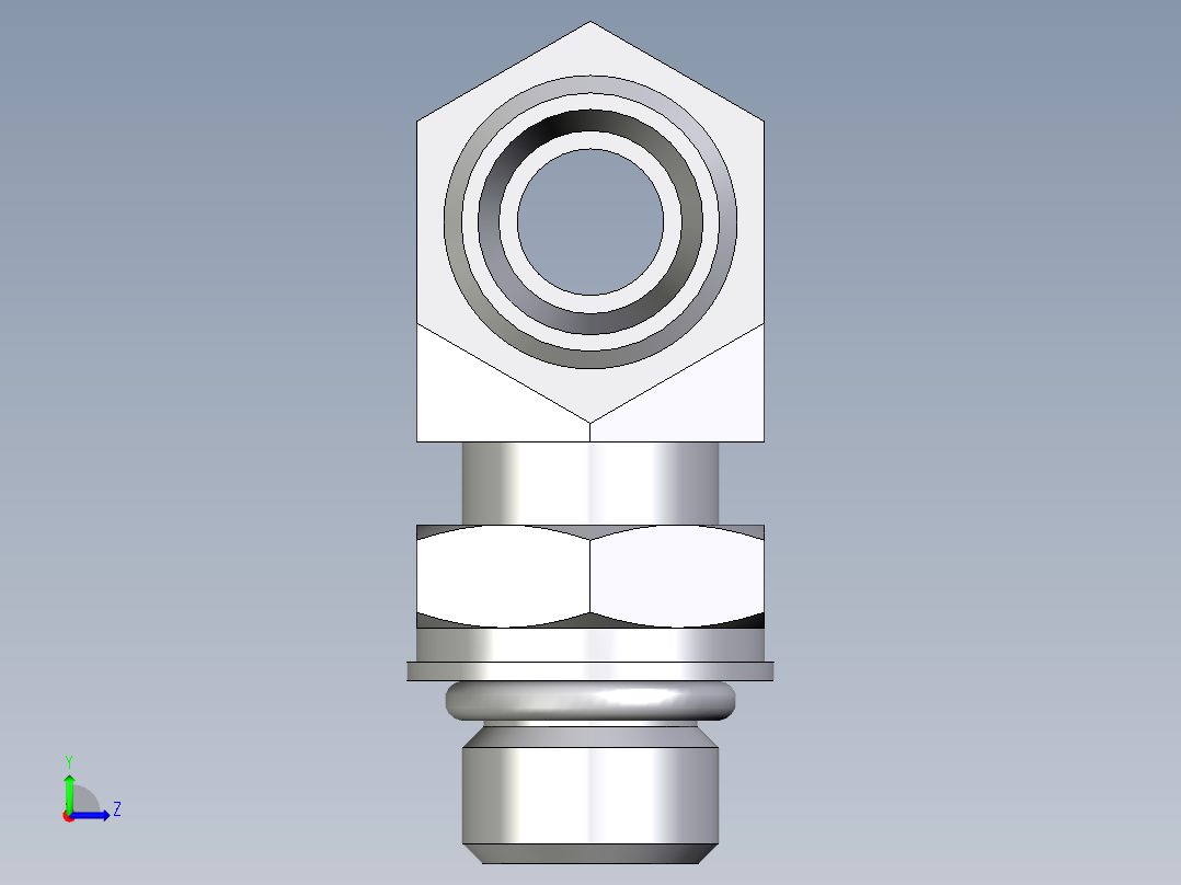 卡套式工业通用硬管接头EO_Adjustable_locknut_branch_tee_TEE10LMOROMDCF左视图