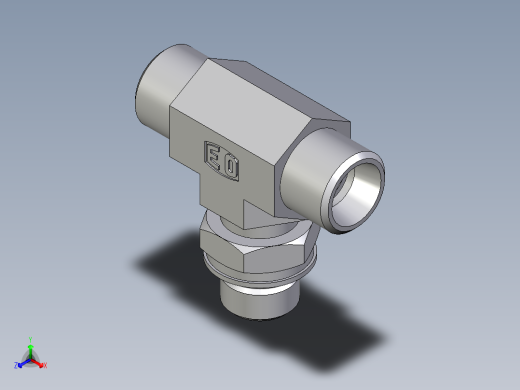 卡套式工业通用硬管接头EO_Adjustable_locknut_branch_tee_TEE10LMOROMDCF正等轴测缩略图